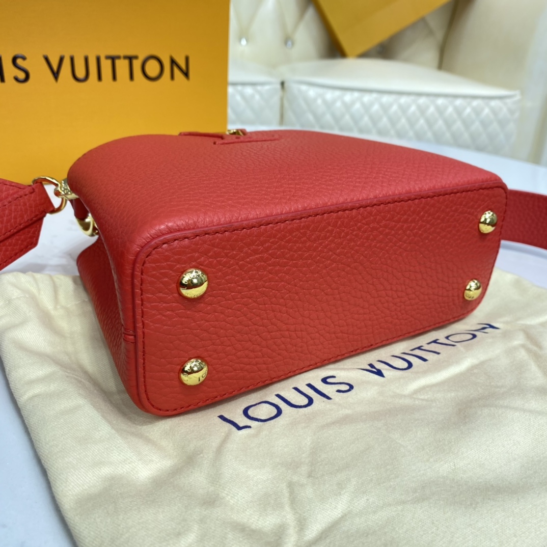 Louis Vuitton CAPUCINES MINI Taurillon Leather Bag M56845 Scarlet Red